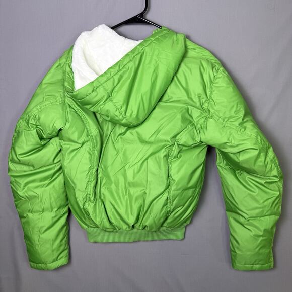 Vintage Ralph Lauren Polo Jeans Co Puffer Jacket Womens Large Lime Green Down - Picture 8 of 9